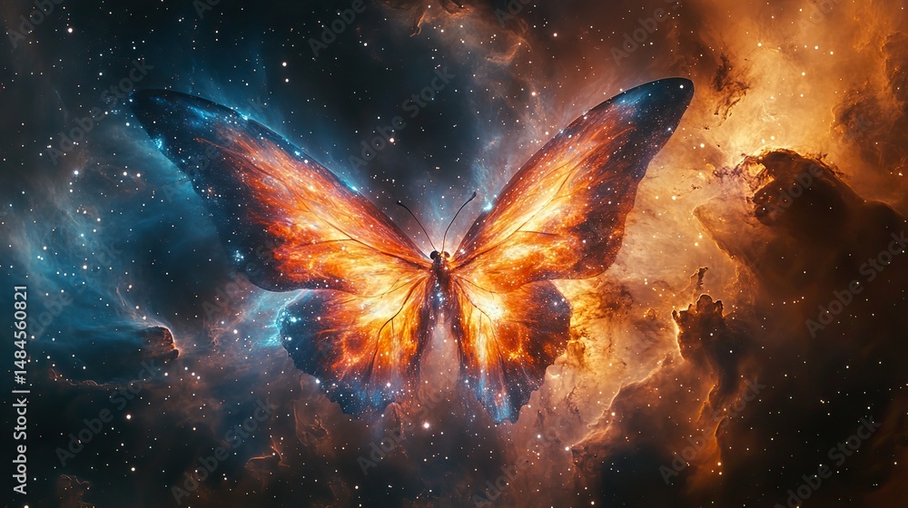 Wall mural a mesmerizing image of a nebula with swirling colors and patterns, resembling a cosmic butterfly in 