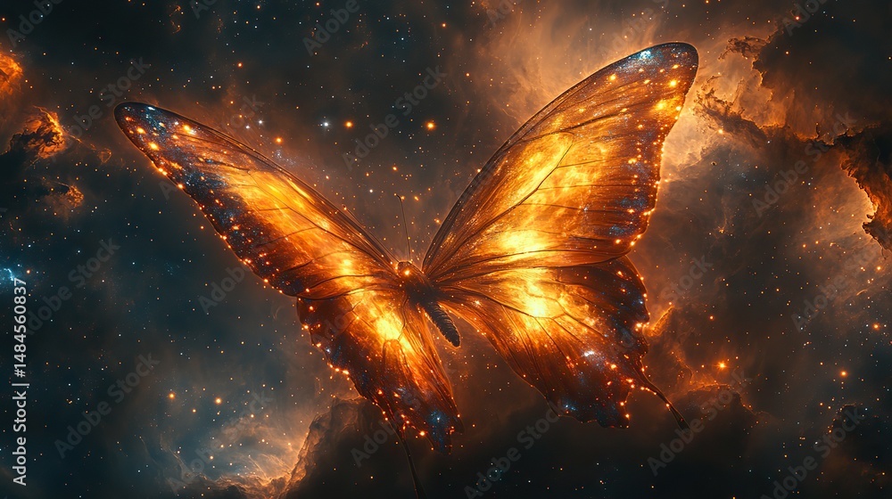 Wall mural a mesmerizing image of a nebula with swirling colors and patterns, resembling a cosmic butterfly in 