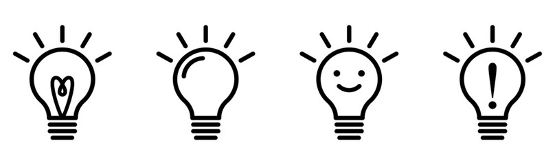電球のひらめきアイコンイラスト白黒