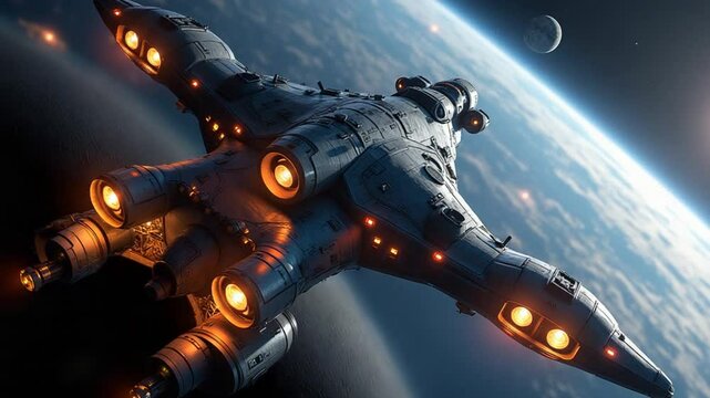 futuristic space station on Earth orbit