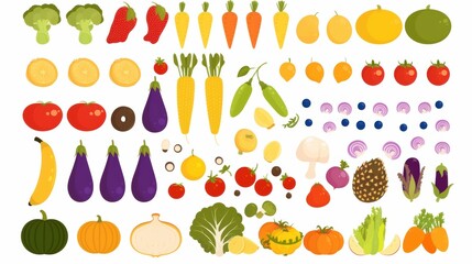 Set of fruits and vegetables