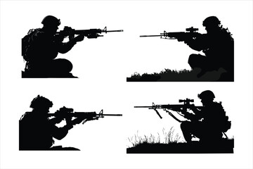 Man with rifle, silhouette, gun, soldier, people, vector, rifle, illustration, person, military, black, camera, weapon, war, sniper, army, woman, shooting, cameraman, photographer, armed, aiming