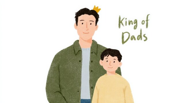 Father-Son Royalty: An illustrated father and son, a symbol of paternal love, with the words "King of Dads" suggesting a special bond and admiration.