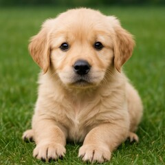Fototapeta premium Adorable golden retriever puppy outdoors.
