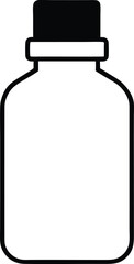 Black and white outline of a bottle with a black cap. Minimalist, ambiguous design suitable for generic packaging, product mockups, or icon use.