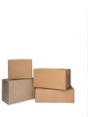 Stack of Cardboard Boxes Isolated on White Background for Shipping