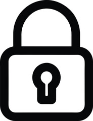 Simple black lock icon symbolizing security and privacy. Ideal for cybersecurity, safety, and access control designs.