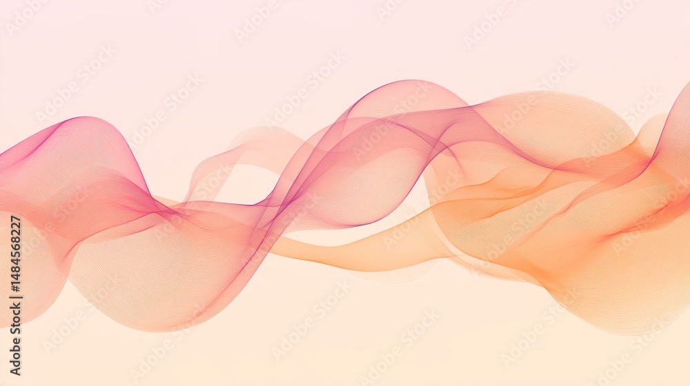 Poster delicate flowing waves abstract background with pastel tones and gentle dynamic movement