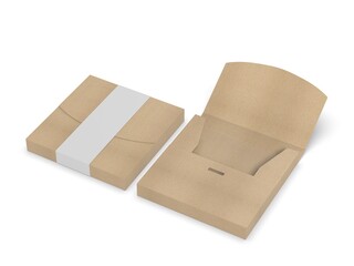 Blank t- shirt packaging paper box mockup template 3d illustration.