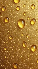 Golden Dewdrops: A mesmerizing macro shot showcases glistening golden dewdrops on a textured surface, creating a captivating and luxurious visual.