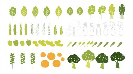 Set of fruits and vegetables