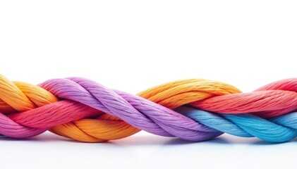 Brightly colored rope forming a border, isolated on white ,  bright rope,  isolated rope,  party rope