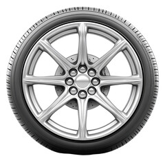 A sleek car tire symbolizing innovation in automotive engineering with on transparent background