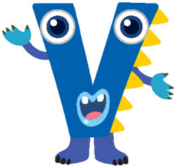 Playful Monster Alphabet Letter V Illustration