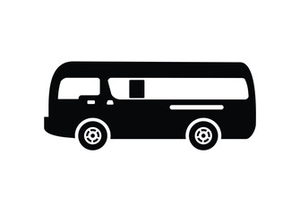Minibus car. Simple illustration in black and white