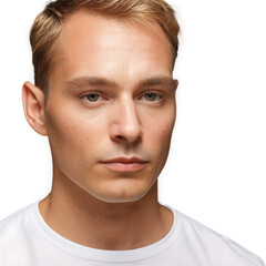 Obraz premium Professional Headshot of a Young Blonde Male: Confident and Stylish Portrait in Studio Photography