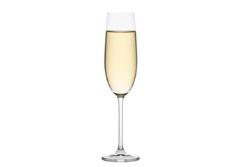 透明な背景に分離された泡立ちのあるシャンパンが入ったフルート グラス シャンパンのお祝いの飲み物のグラス