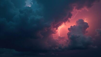 Angry, bruised sky filled with thunderclouds, impending rain, grey, thunderclouds, tempest