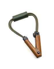 Portable resistance band.  Adjustable workout tool with wooden handles and elastic bands