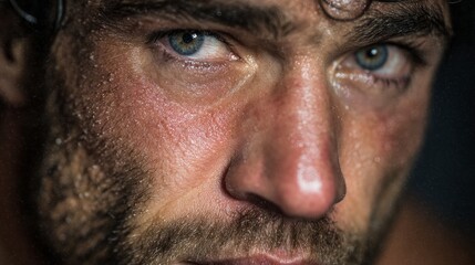 Obraz premium Intense workout focus of athlete in gym last rep sweating during hardcore training session