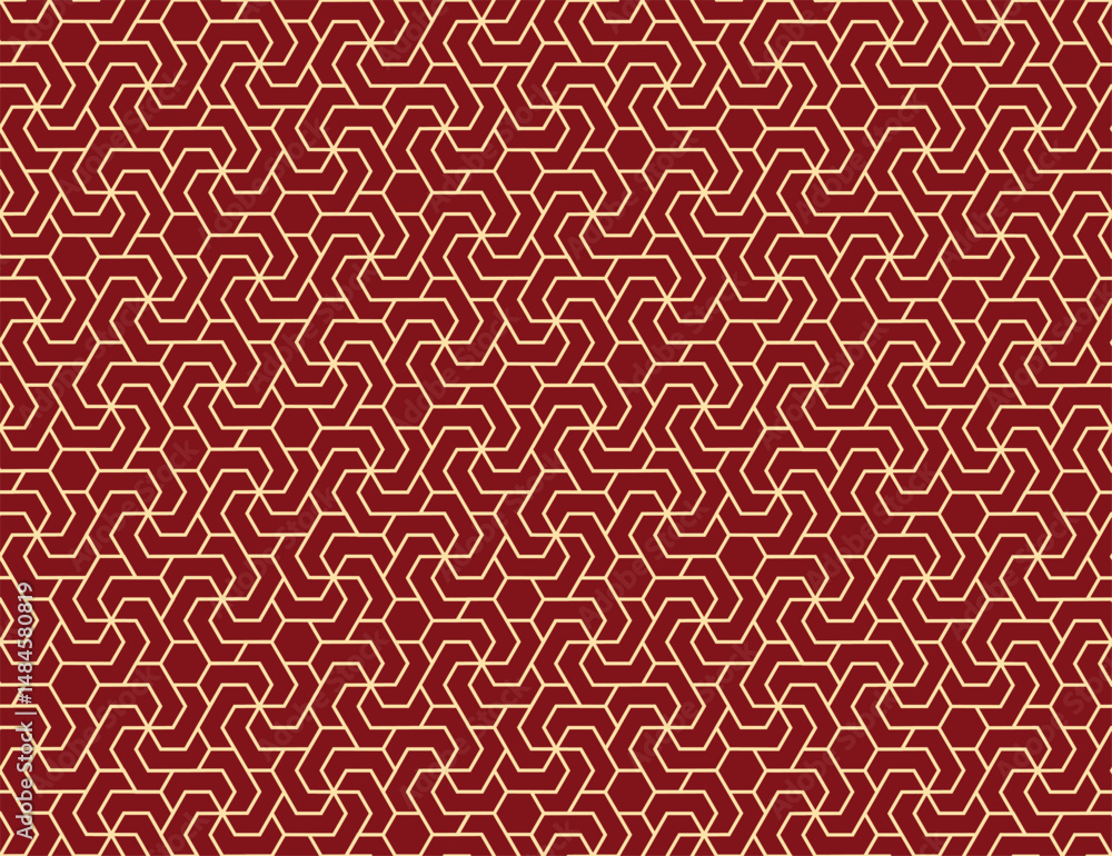 Aufkleber The geometric pattern with lines. Seamless vector background. Golden and red texture. Graphic modern pattern. Simple lattice graphic design