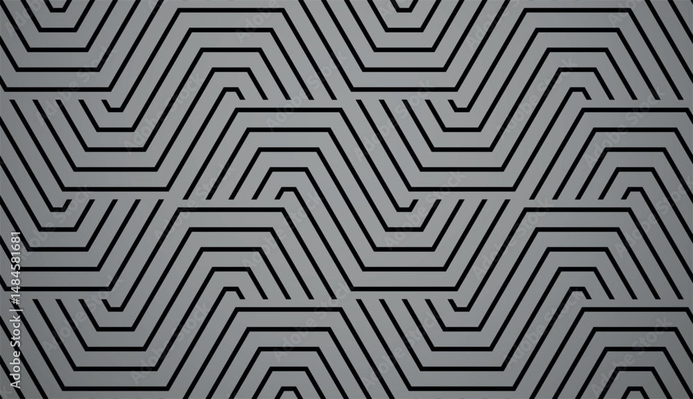 Poster abstract geometric pattern with stripes, lines. seamless vector background. gray and black ornament.