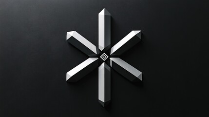 Abstract geometric design, metallic, starburst shape on dark background