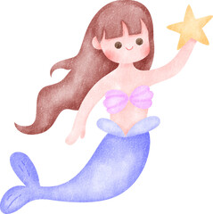 Cute Watercolor Mermaid Illustration
