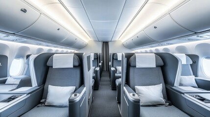 Obraz premium Luxury Airplane First Class Cabin Interior