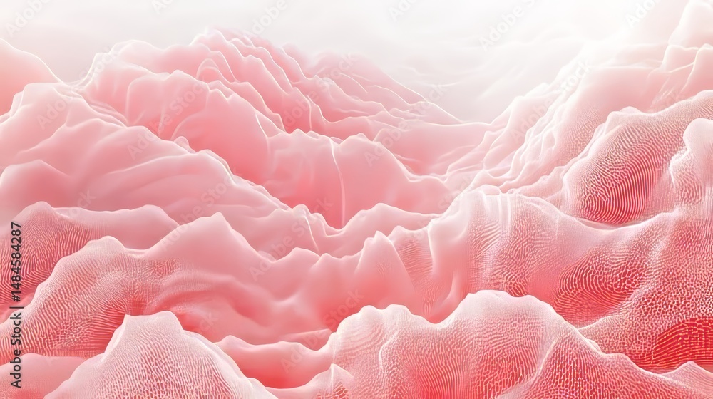 Poster abstract fluid waves background soft red tones, delicate gradient, and dynamic flowing motion