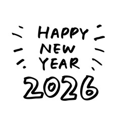 2026年の手描き風ハッピーニューイヤーメッセージ