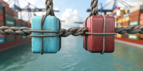 Fototapeta premium reciprocal nature of trade often involves tariffs that can impact shipping and logistics