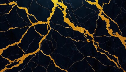 Deep black marble veined with shimmering gold, luxurious texture, material, gold marble