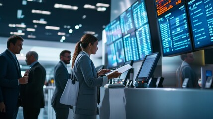 Airport Business Center with Modern Screens