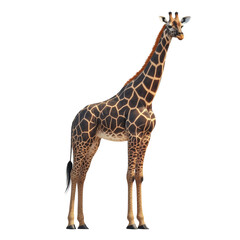Naklejka premium Majestic giraffe standing tall a symbol of the African savanna s wild on transparent background