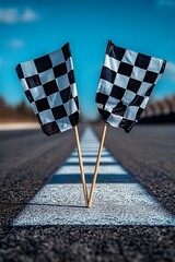 Checkered flags on a racetrack