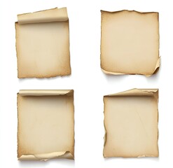 Four antique paper scrolls, aged and textured