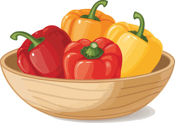 Capsicum in bowl in white background vector design, Capsicum illustration vector design