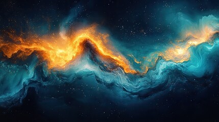 Fototapeta premium Abstract fluid art with swirling patterns of metallic gold, deep blues, and emerald greens creating a sense of motion