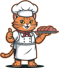 BBQ Cooking Funny cat vector