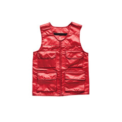 Red Utility Vest with Multiple Pockets - Front View