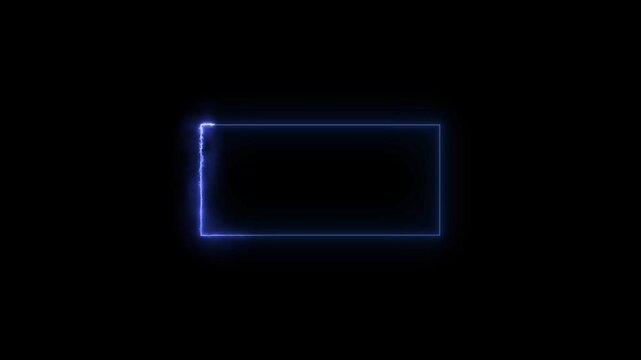 Glowing neon squire border icon, seamless loop video of glowing neon rectangles animation.