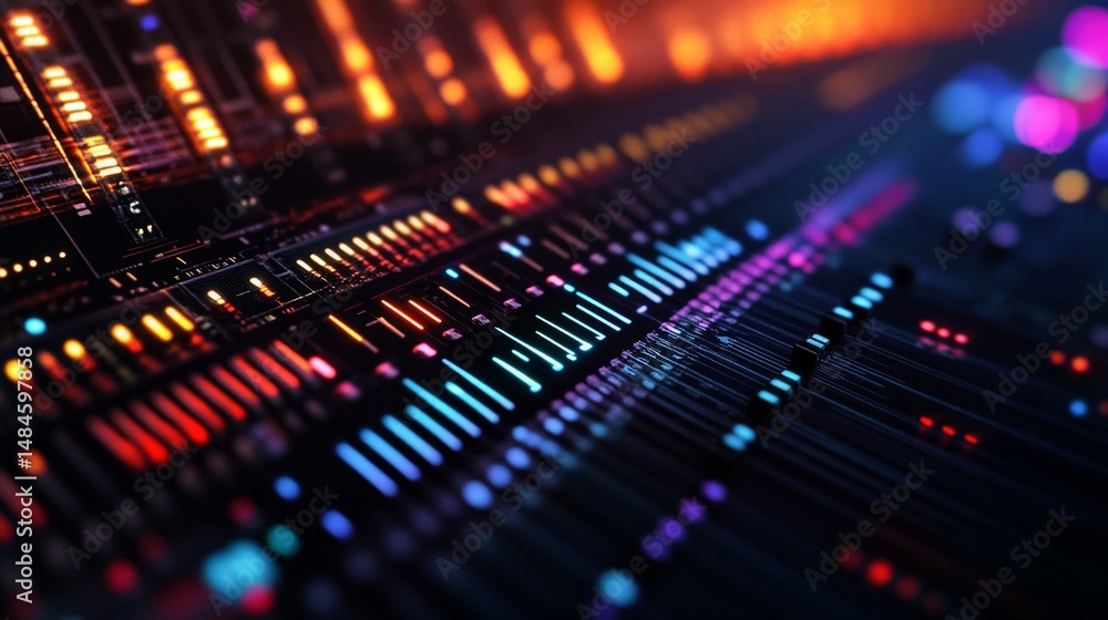 Aufkleber abstract visualization of digital signal processing with vibrant colors