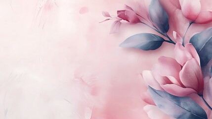 Delicate pink blossoms and leaves