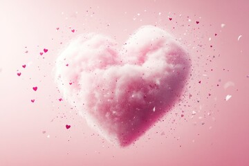 Heart-shaped cloud of pink cotton candy