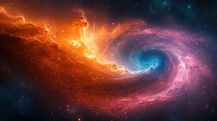Naklejka premium Abstract patterns of swirling galaxies and nebulae, filled with vibrant colors and cosmic dust