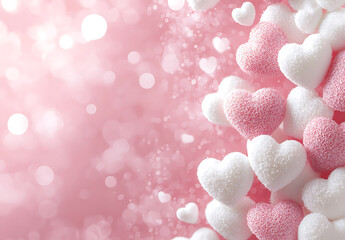 Sweet hearts in pink and white create charming and romantic atmosphere, perfect for celebrations and special occasions