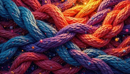 Intricate woven threads, rich colors, seamless repeat , surface pattern, textile