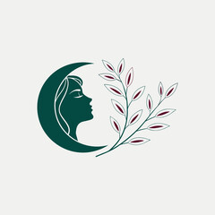 Mental health vector with green leaf and heart shap