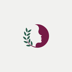 Mental health vector with green leaf and heart shap